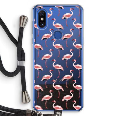 Flamingoprint groen: Xiaomi Mi Mix 3 Transparant Hoesje met koord