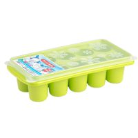 Tray met dikke ronde blokken ijsblokjes/ijsklontjes vormpjes 10 vakjes kunststof groen - thumbnail