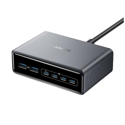 AnkerPrime Charger (200W, 6 Ports, GaN) USB Hub Zwart