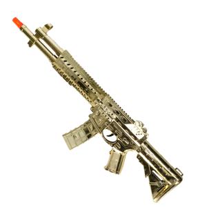 Verkleed speelgoed machinegeweer/tommy gun - goud - geheim agent/gangster thema - 58 cm