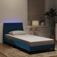 Bedframe met LED zonder matras "Hanko" fluweel blauw 80x200 cm