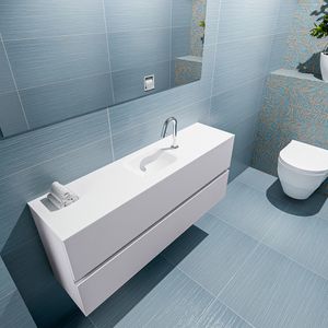 Mondiaz Ada 120cm toiletmeubel cale met wastafel talc midden 1 kraangat