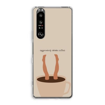 Aggressively drinks coffee: Sony Xperia 1 III Transparant Hoesje