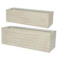 (R) Bloembak Alex outdoor zandkleurig 70 cm set van 2 | 2 stuks