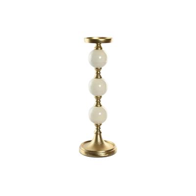 Kandelaar Home ESPRIT Wit Gouden Aluminium Modern 15 x 15 x 43.5 cm