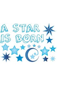 Raamsticker geboorte a star is born blauw jongens