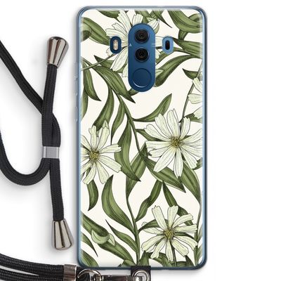Wit bloemenpatroon: Huawei Mate 10 Pro Transparant Hoesje met koord