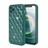 iPhone 12 Mini hoesje - Backcover - Luxe - Diamantpatroon - TPU - Donkergroen