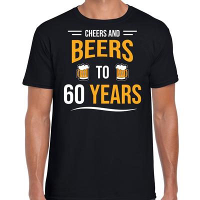 T-shirt 60 jaar - Cheers and beers zwart - heren - verjaardag cadeau shirt