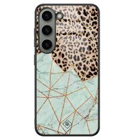 Samsung Galaxy S23 glazen hardcase - Luipaard marmer mint