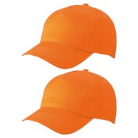 Set van 12x stuks 5-panel baseball petjes /caps in de kleur oranje Set van 12x stuks 5-panel baseball petjes /caps in de kleur oranje