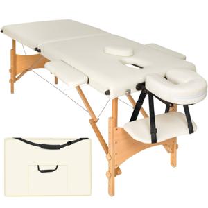 2 zones mobiele massagetafel beige - 5cm + draagtas - 401462