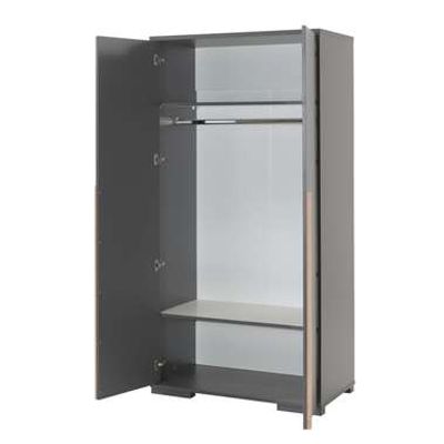 Vipack 2-deurs kledingkast Londen - antraciet - 195,2x98,4x56 cm - Leen Bakker