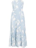 Reformation robe-bustier Arta à fleurs - Bleu