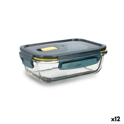 Hermetische Lunchtrommel Quid Astral Rechthoekig 640 ml Blauw Glas (12 Stuks)