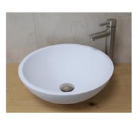Waskom SaniClear New Stone | 41 cm | Solid surface | Vrijstaand | Rond | Wit mat - thumbnail
