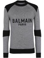 Balmain pull en maille fine à logo en jacquard - Gris Balmain pull en maille fine à logo en jacquard - Gris