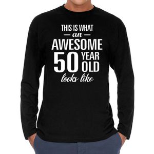Awesome 50 year / 50 jaar cadeaushirt long sleeves zwart heren 2XL  -