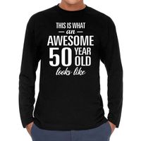 Awesome 50 year / 50 jaar cadeaushirt long sleeves zwart heren 2XL  - - thumbnail
