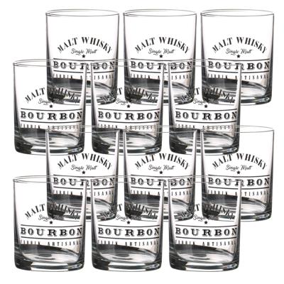 Urban Living whiskey glazen Comptoir - gedecoreerd glas - 12x stuks - 280 ml