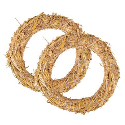 Rayher Decoratie krans van stro - Set van 2x stuks - 35 x 6,5 cm - DIY kransen maken - kerst deurkra