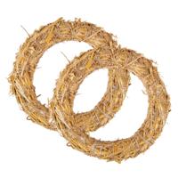 Rayher Decoratie krans van stro - Set van 2x stuks - 35 x 6,5 cm - DIY kransen maken - kerst deurkra