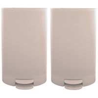 Prullenbak/pedaalemmer - 2x - kunststof - beige - 3 liter - 15 x 27 cm - Badkamer/toilet