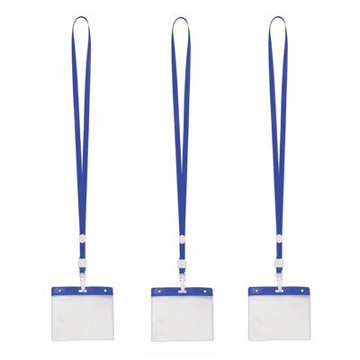 Badgehouders - 30x - blauw - 11 x 58 cm - kunststof/plastic - keycord - naamkaarthouders