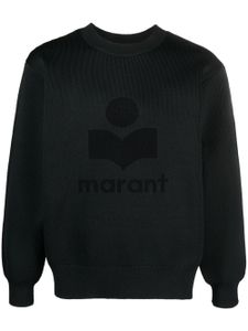 MARANT pull nervuré à logo en intarsia - Noir