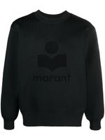 MARANT pull nervuré à logo en intarsia - Noir - thumbnail