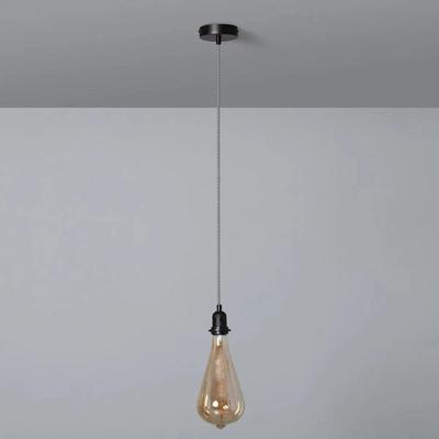 E27 fitting set plafondkap zwart/wit met zebra strijkijzersnoer