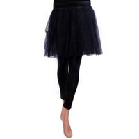 Meisjes verkleed rokje/tutu - tule stof met elastiek - zwart - one size - thumbnail