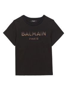 Balmain Kids t-shirt à logo strassé - Noir