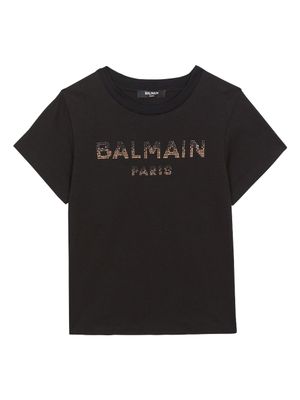 Balmain Kids t-shirt à logo strassé - Noir