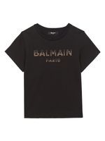 Balmain Kids t-shirt à logo strassé - Noir - thumbnail