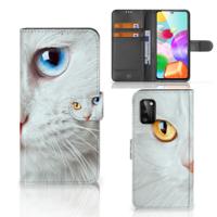 Samsung Galaxy A41 | Telefoonhoesje | Met pasjeshouder | Witte Kat