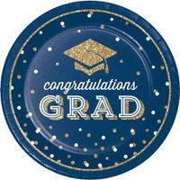 Borden ’Congratulations Grad’ Blauw Glitter 23cm (8st) - thumbnail