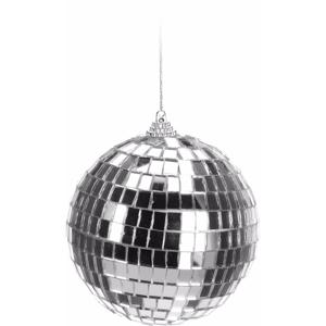 Kerstbal - discobal - zilver - D10 cm - piepschuim/glas - spiegelbol - kerstversiering