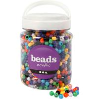 Creativ Company Pony kralen, d 8 mm, gatgrootte 4 mm, ca. 2280 stuk, diverse kleuren, 415 gr, 700 ml/ 1 doosje