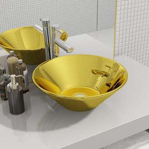 VidaXL Wastafel 42x14 cm keramiek goudkleurig