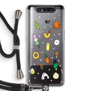 Happy bento friends: Samsung Galaxy A80 Transparant Hoesje met koord