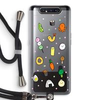 Happy bento friends: Samsung Galaxy A80 Transparant Hoesje met koord