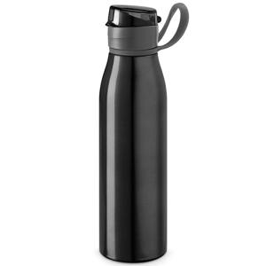 Aluminium waterfles/drinkflesmet klepdop en handvat - zwart - 650 ml - Sportfles - Bidon