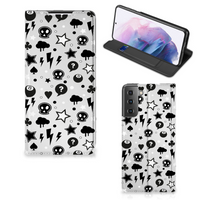 Mobiel BookCase Samsung Galaxy S21 Plus Silver Punk - thumbnail