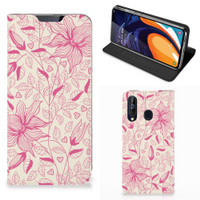 Samsung Galaxy A60 Smart Cover Pink Flowers - thumbnail