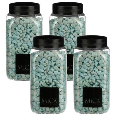 Mica Decorations decoratie steentjes - 4x - lichtblauw - 1 kilo - 650ml - hobby steentjes