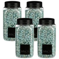 Mica Decorations decoratie steentjes - 4x - lichtblauw - 1 kilo - 650ml - hobby steentjes
