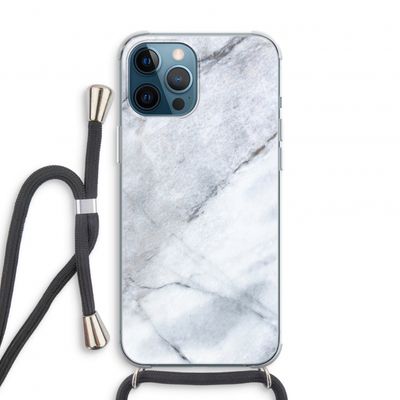 Witte marmer: iPhone 12 Pro Transparant Hoesje met koord