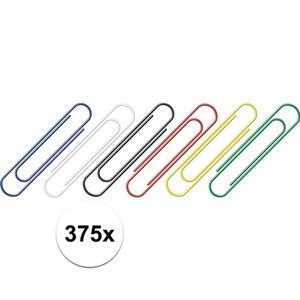 375 stuks gekleurde paperclips 26 mm