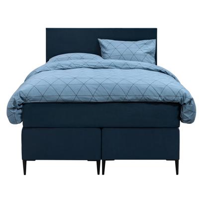 Leen Bakker - Boxspring Liv Egaal - 120x200 Cm - Slanke Poot - Stof/Velvet - Blauw